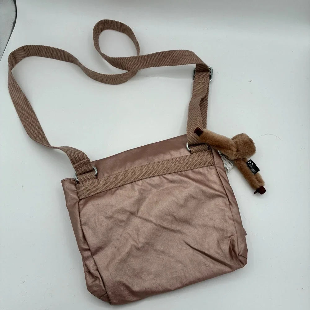 Kipling KI0954 Alexis Crossbody Bag Metallic Rose Gold Shoulder Bag Monkey Charm